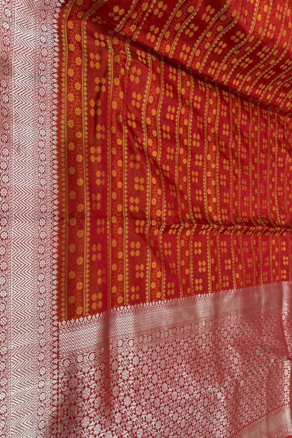 Red Pure Katan Silk Banarasi Handloom Saree