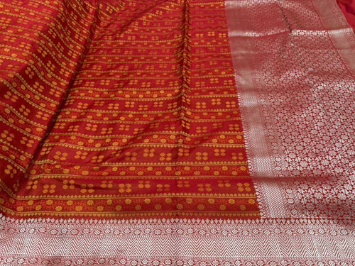 Red Pure Katan Silk Banarasi Handloom Saree