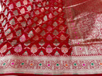 Red Pure Katan Silk Banarasi Saree Handloom Bridal Wear