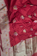 Red Banarasi Katan Silk Saree Kadwa Woven Bridal