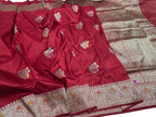 Red Banarasi Katan Silk Saree Kadwa Woven Bridal