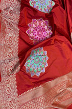 Red Pure Katan Silk Kadwa Woven Banarasi Saree Wedding