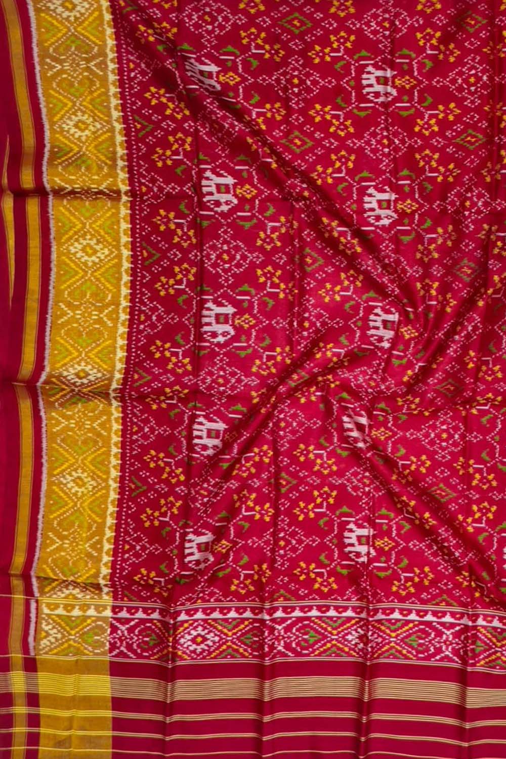 Red Pure Silk Handloom Patola Ikat Dupatta