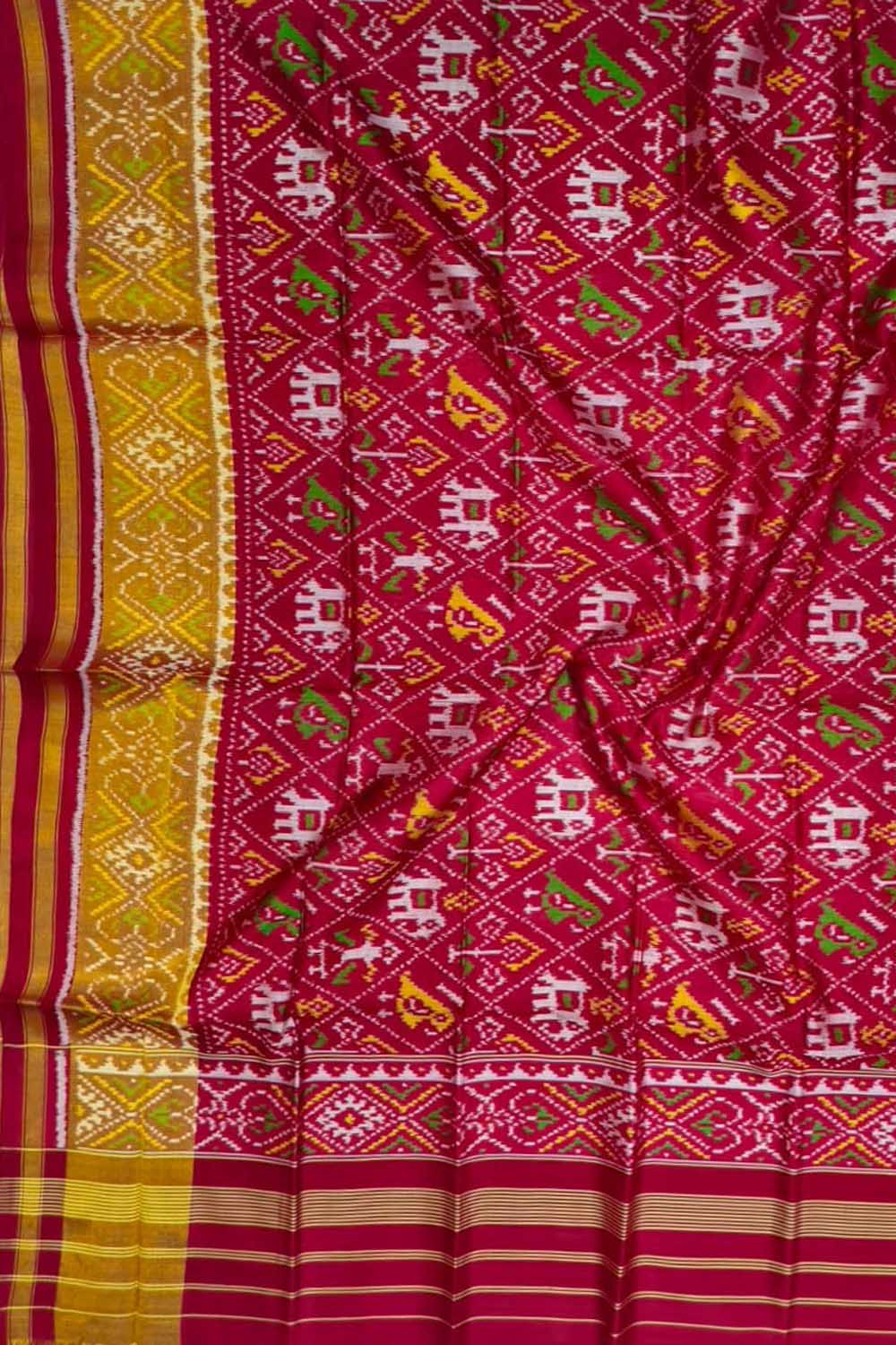 Red Pure Silk Handloom Patola Ikat Dupatta