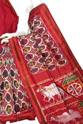 Red Pure Silk Pochampalli Ikat Handloom Saree