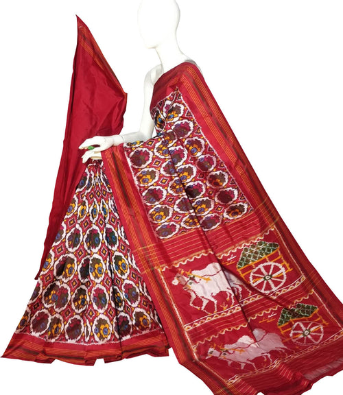 Red Pure Silk Pochampalli Ikat Handloom Saree