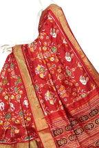 Red Pure Silk Pochampalli Ikat Handloom Saree