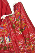 Red Pure Silk Pochampalli Ikat Handloom Saree