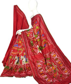 Red Pure Silk Pochampalli Ikat Handloom Saree