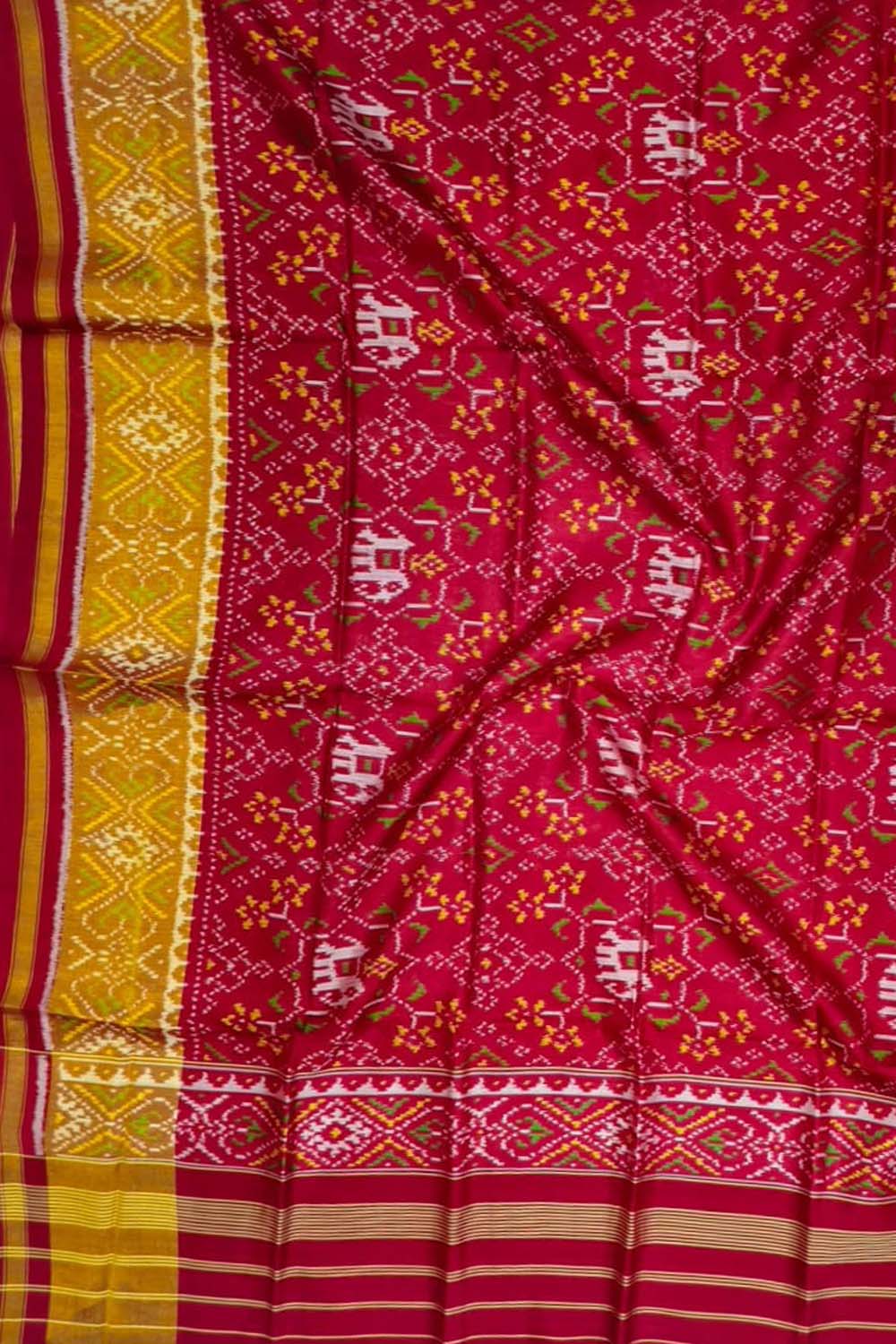 Red Pure Single Ikat Patan Patola Handloom Dupatta