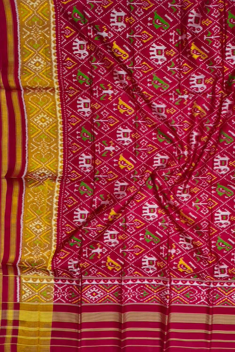 Red Pure Single Ikat Patan Patola Handloom Dupatta