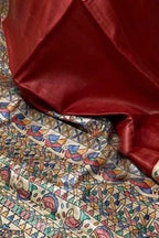 Red Pure Tussar Silk Hand Painted Madhubani Saree