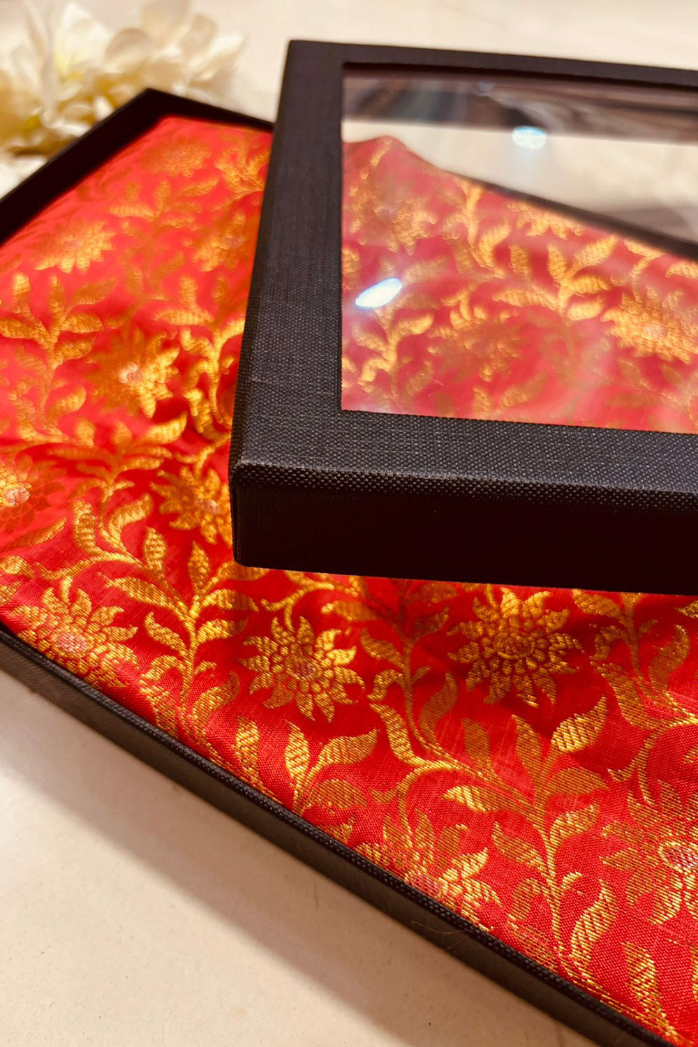Premium Red Banarasi Silk Fashion Stole Gift Box Stylish Wrap for Festive | College | Casual | Night Parties - Luxurion World
