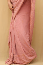 Shop Pink Chikankari Georgette Saree Online - Luxurion World