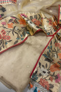Golden Banarasi Tissue Silk Suit Set 3 Piece with Paithani Border Dupatta - Luxurion World