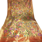 Golden Paithani Handloom Pure Silk Brocade Saree - Luxurion World