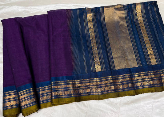 Purple Gadwal Pure Cotton Saree