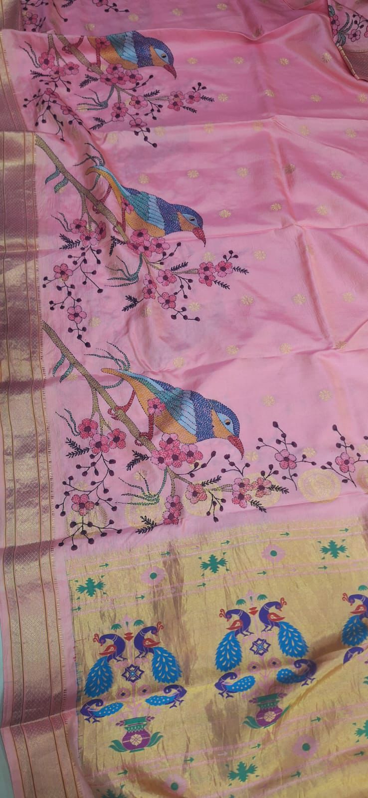 Pink paithani kantha saree - Luxurion World
