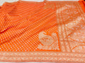 Orange Handwoven Banarasi Pure Katan Silk Sona Roopa Saree - Luxurion World