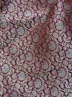 Exquisite Purple Banarasi Pure Katan Silk Flower Design Meenakari Unstitched Lehenga Set - Luxurion World