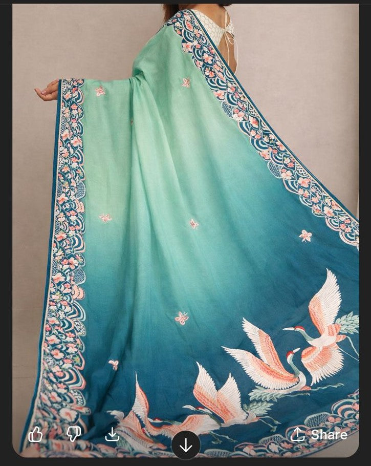 Parsi work saree - Luxurion World