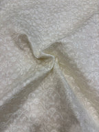 Dyeable Chikankari Embroidered Silk Fabric ( 1 Mtr ) - Luxurion World