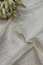 Dyeable Chikankari Embroidered Silk Fabric ( 1 Mtr ) - Luxurion World