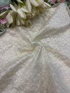 Dyeable Chikankari Embroidered Silk Fabric ( 1 Mtr ) - Luxurion World