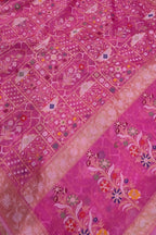 Pink Handloom Banarasi Jamdani Cotton Flower Design Saree - Luxurion World