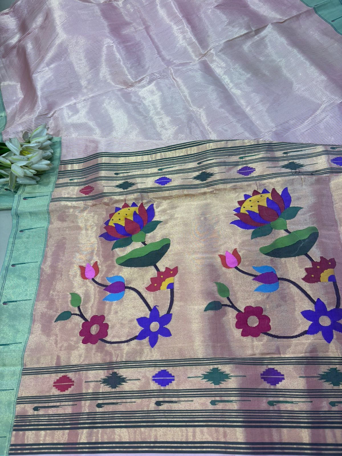 Paithani Pure Silk Handloom Saree — Muniya Border Brocade, Bridal & Wedding Heirloom