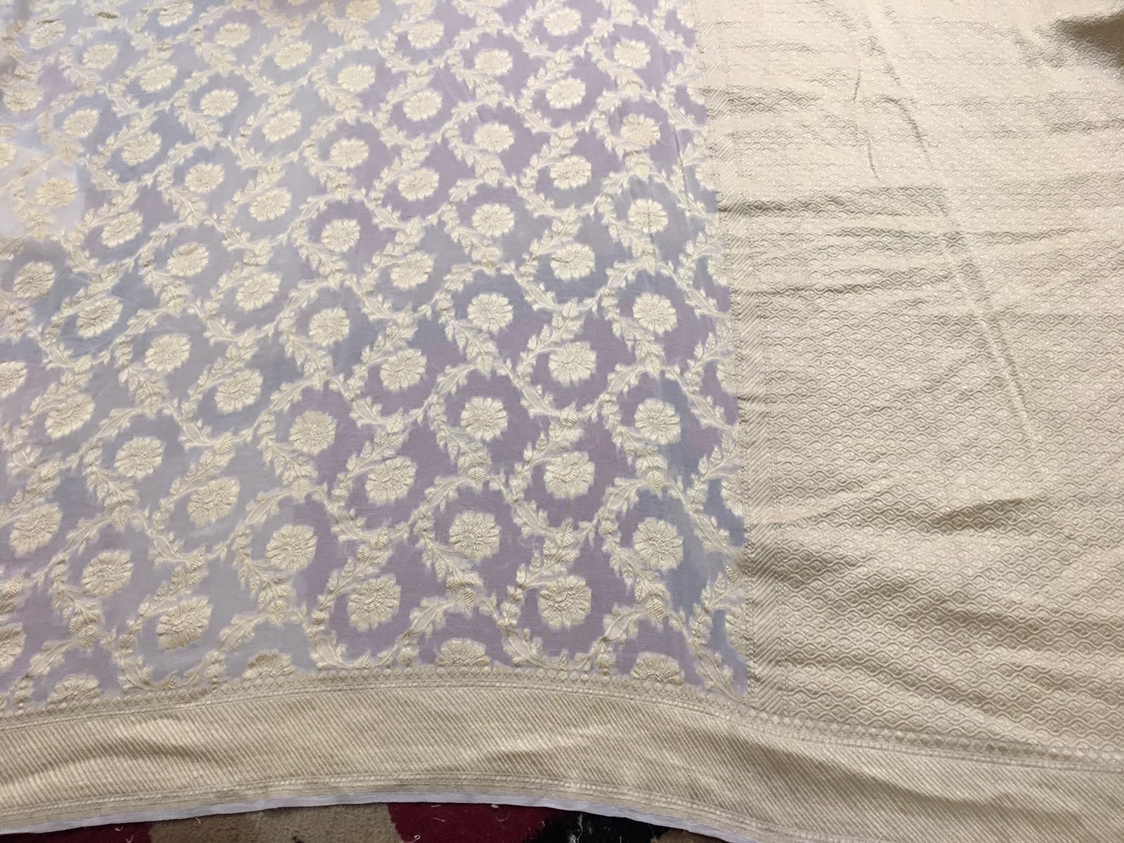 Grey Banarasi Handloom Pure Silk Dupatta — Zari Brocade, Bridal & Festive Heirloom
