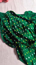 Green Bandhani Gajji Silk Fabric - Pure Elegance ( 3 Mtr )