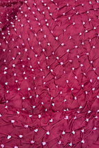 Maroon Bandhani Modal Silk Fabric Handcrafted Festive ( 2.5 Mtr )