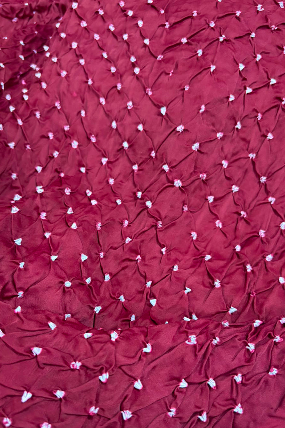 Maroon Bandhani Modal Silk Fabric Handcrafted Festive ( 2.5 Mtr )