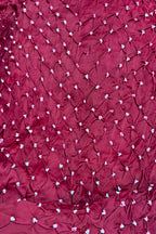 Maroon Bandhani Modal Silk Fabric Handcrafted Festive ( 2.5 Mtr )