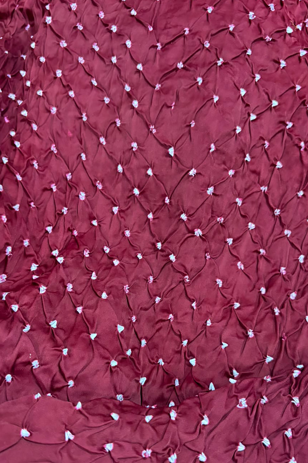 Maroon Bandhani Modal Silk Fabric Handcrafted Festive ( 2.5 Mtr )