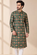 Stunning Green Patola Design Digital Printed Tussar Silk Kurta