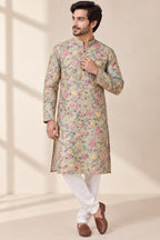 Green Kalamkari Digital Printed Tussar Silk Kurta