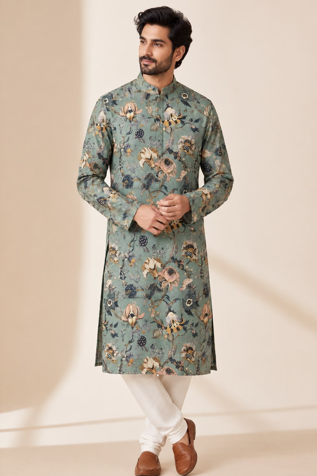 Blue Kalamkari Design Tussar Silk Kurta