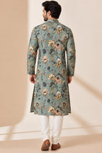 Blue Kalamkari Design Tussar Silk Kurta