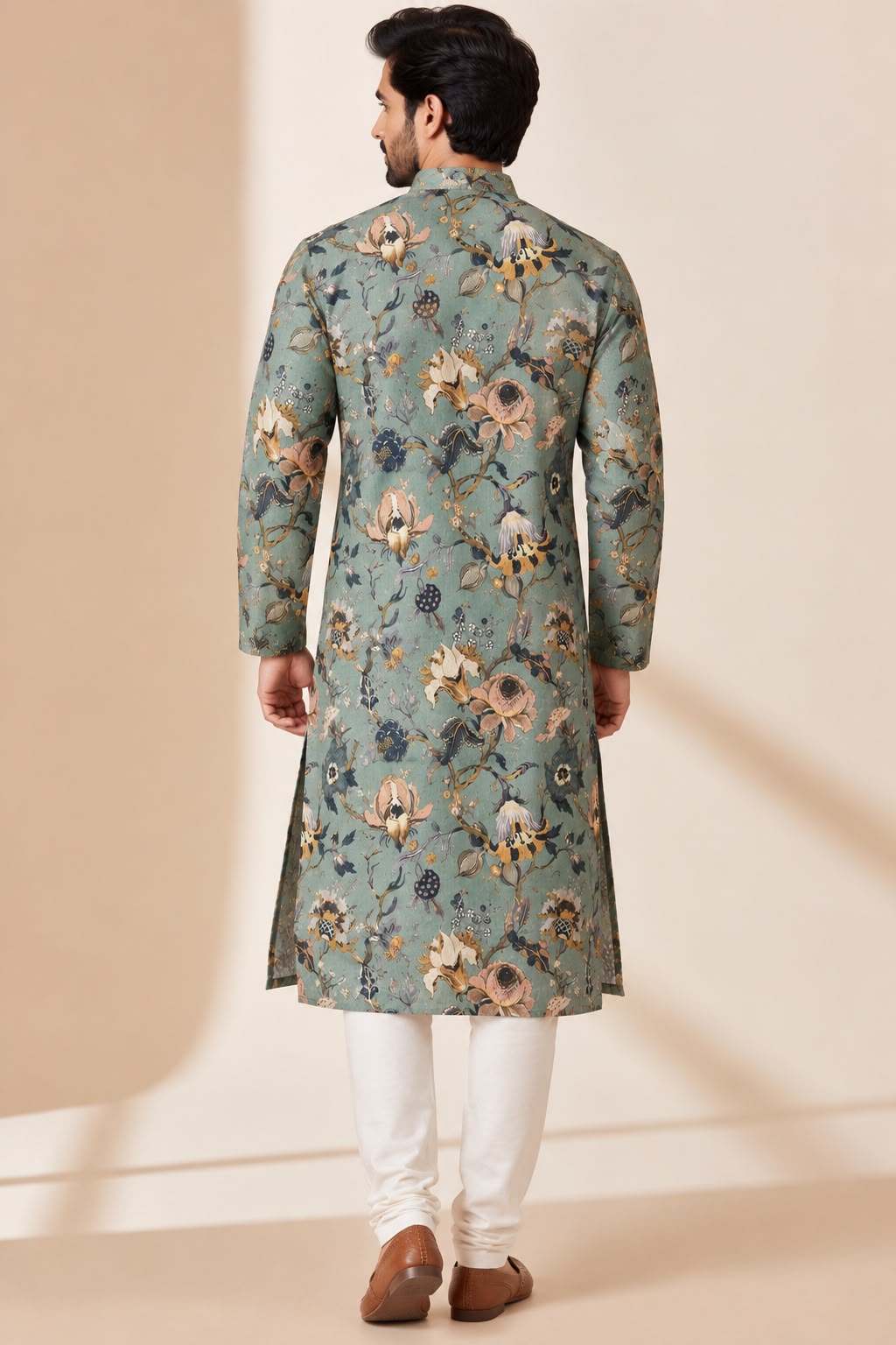Blue Kalamkari Design Tussar Silk Kurta