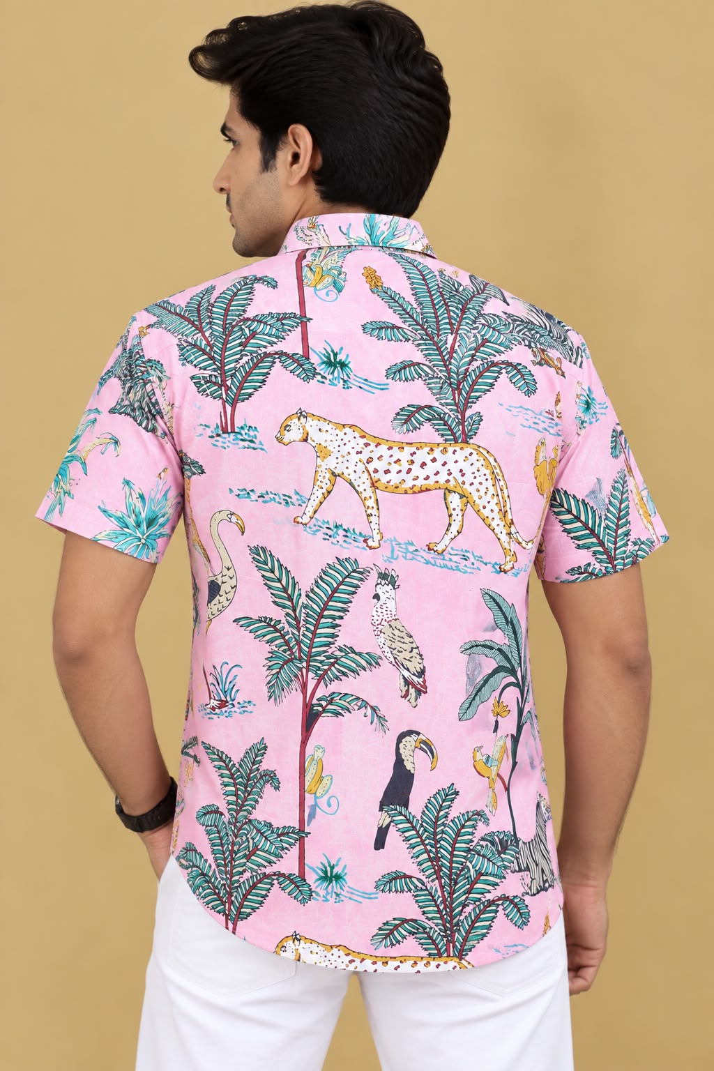 Pink  Tropical Printed Shirt