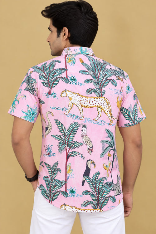Pink  Tropical Printed Shirt