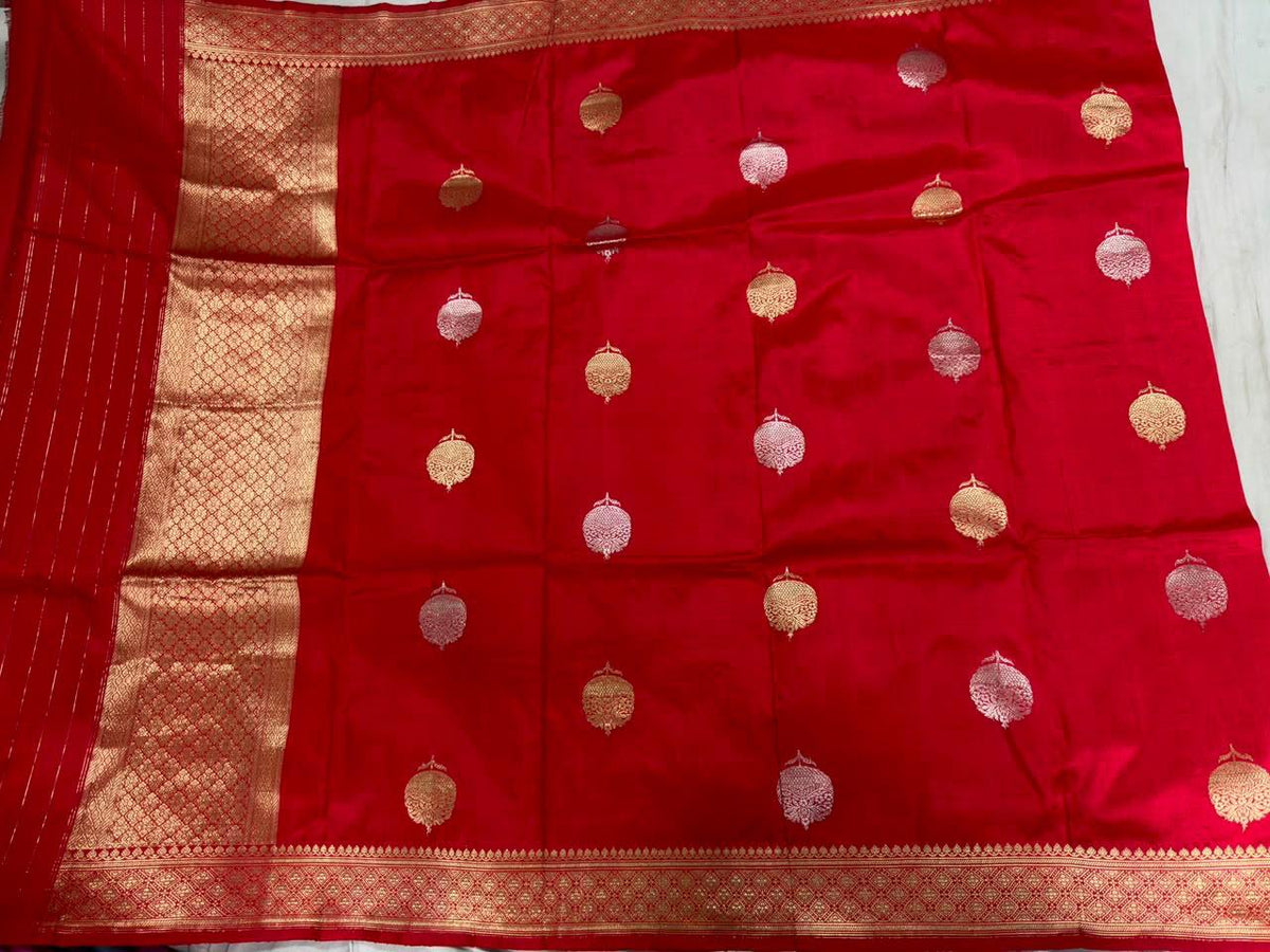 Red Banarasi Silk Dupatta