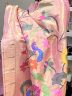 Pink Paithani Handloom Pure Silk Brocade Muniya Border Dupatta