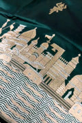 Green Banarasi Handloom Pure Katan Silk Ghat & Trishul Design Saree