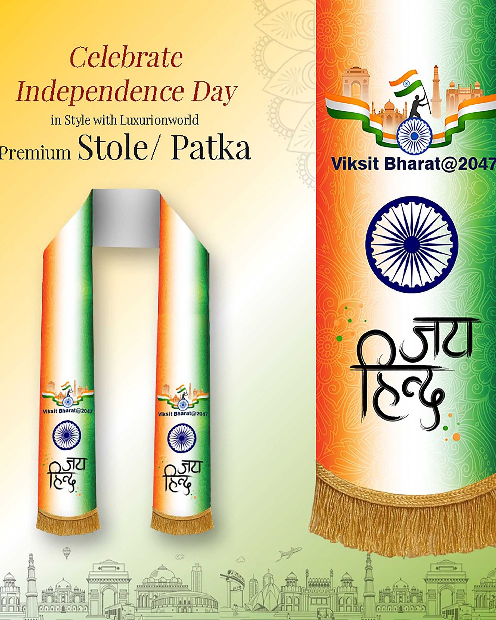 Celebrate Patriotic Days in Style: Premium Stole/Patka to Showcase Patriotism, Elegance, and Unity—Perfect Gift for Proud Indians - Luxurion World