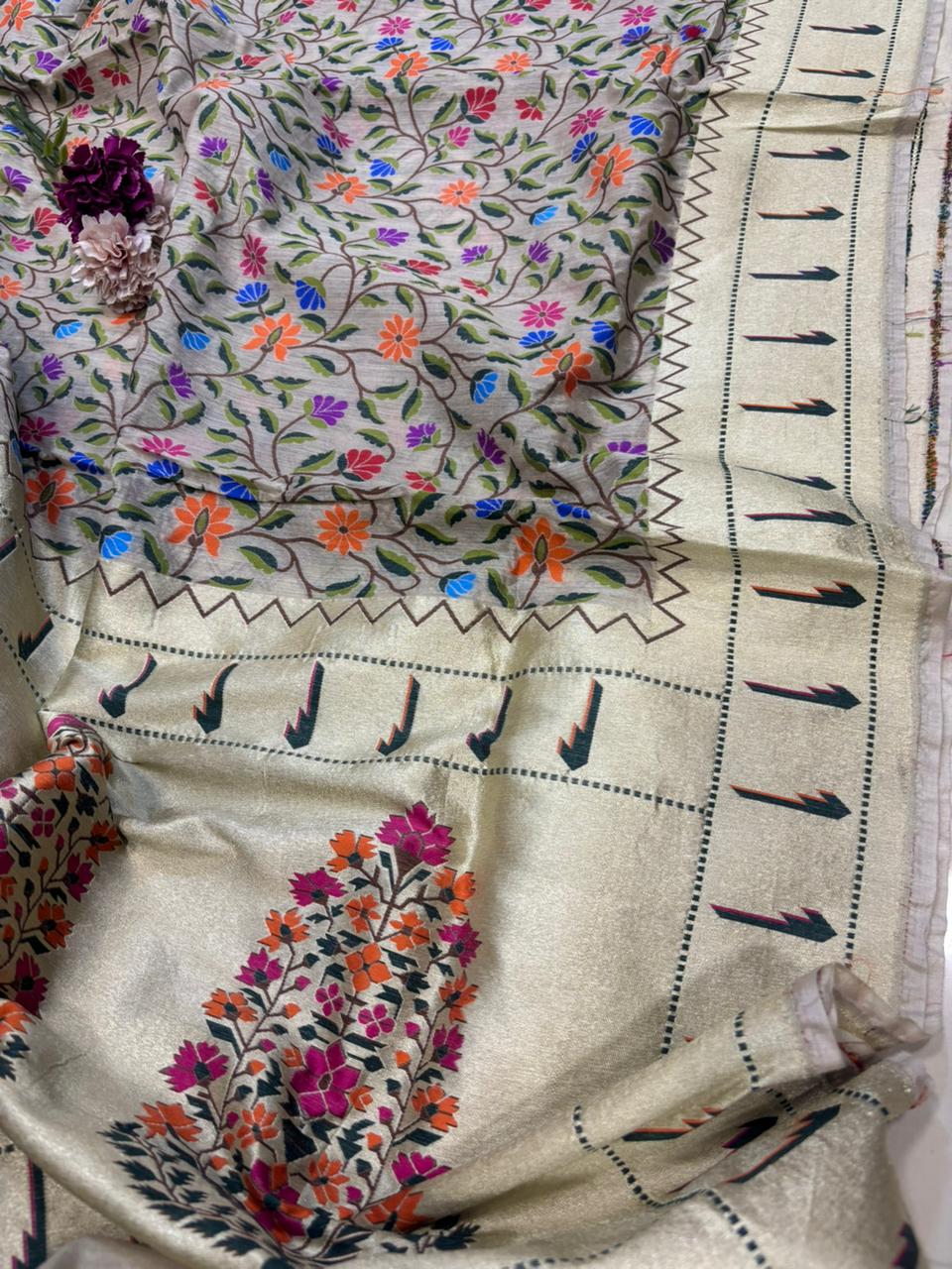 Dyeable Handloom Banarasi Pure Moonga Silk Flower Design Dupatta - Luxurion World