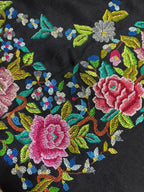 Black Pashmina shawl with petit point work handcrafted masterpiece reflecting timeless elegance and refined luxury appeal - Luxurion World- Crafted Heirlooms