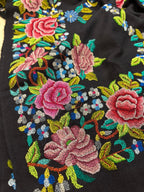 Black Pashmina shawl with petit point work handcrafted masterpiece reflecting timeless elegance and refined luxury appeal - Luxurion World- Crafted Heirlooms